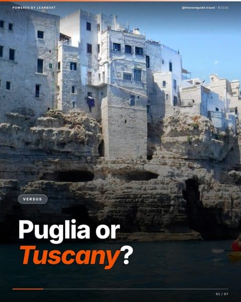 TheNextGuide Instagram carousel cover: Puglia or Tuscany?
