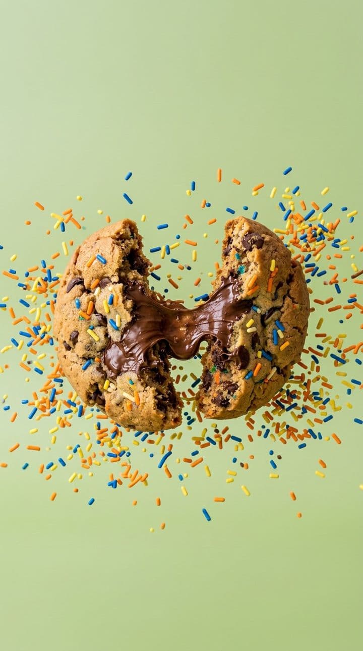 Sprinkie cookie in a burst of sprinkles