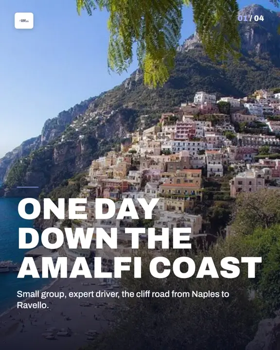 Instagram carousel cover for Ciao Naples: Amalfi Coast cliffside town