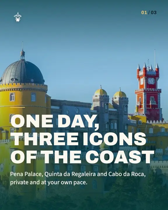 Finished on-brand Instagram carousel drafted by Studio for a Sintra day tour